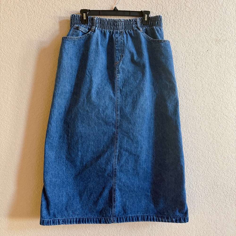 Vintage 90s Venice Blues Size 18 Denim Midi / Maxi Skirt Blue Cotton Pull On USA